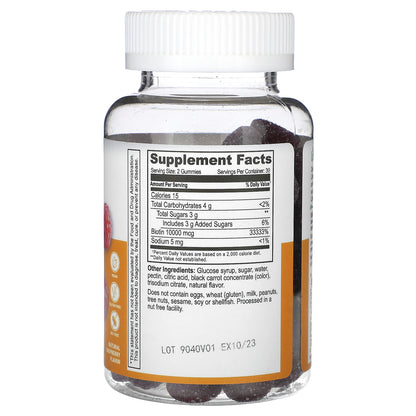 Lifeable, Biotin Gummies, Natural Raspberry, 60 Gummies (5,000 mcg per Gummy)