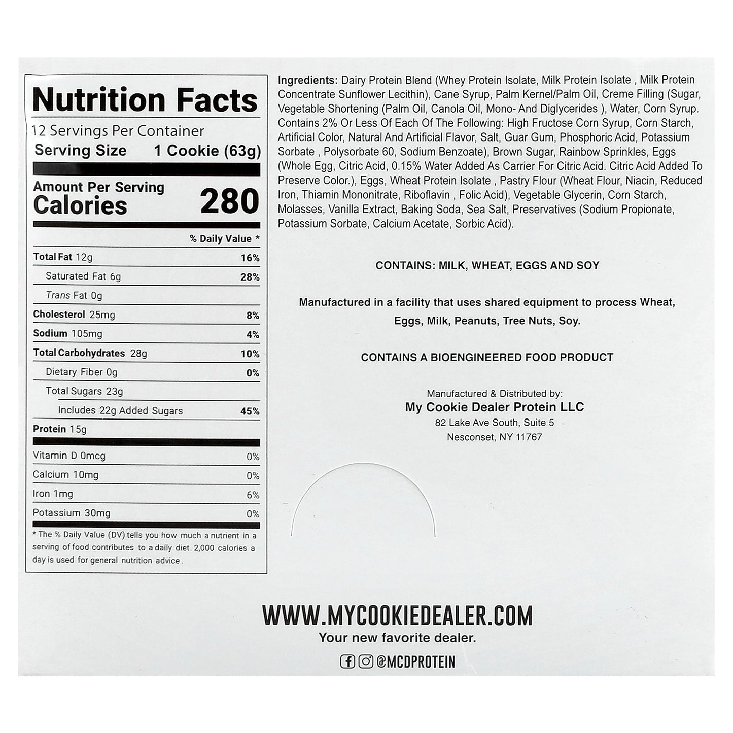 My Cookie Dealer Protein, Protein Cookie, Birthday Cake, 12 Cookies, 2.2 oz (63 g) Each