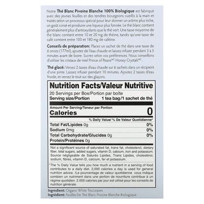 Prince of Peace, 100% Organic White Tea, 20 Tea Bags, 1.27 oz (36 g)