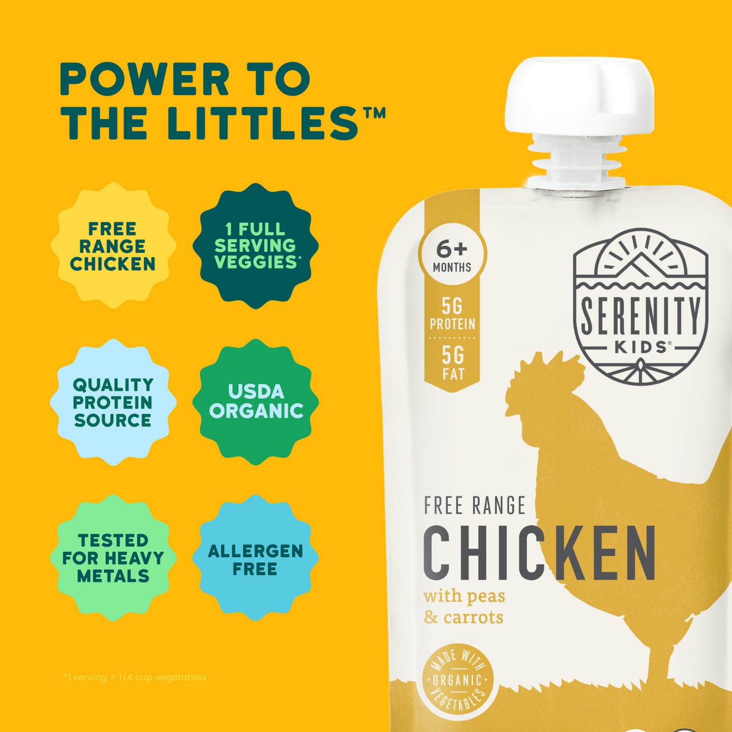 Serenity Kids, Free Range Chicken with Peas & Carrots, 6+ Months, 3.5 oz (99 g)