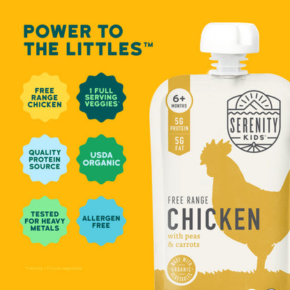 Serenity Kids, Free Range Chicken with Peas & Carrots, 6+ Months, 3.5 oz (99 g)