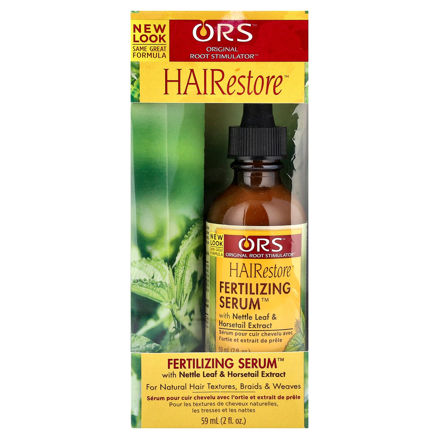 ORS, HAIRestore™, Fertilizing Serum™ with Nettle Leaf and Horsetail Extract, For Natural Hair Textures, Braids & Weaves, 2 fl oz (59 ml)