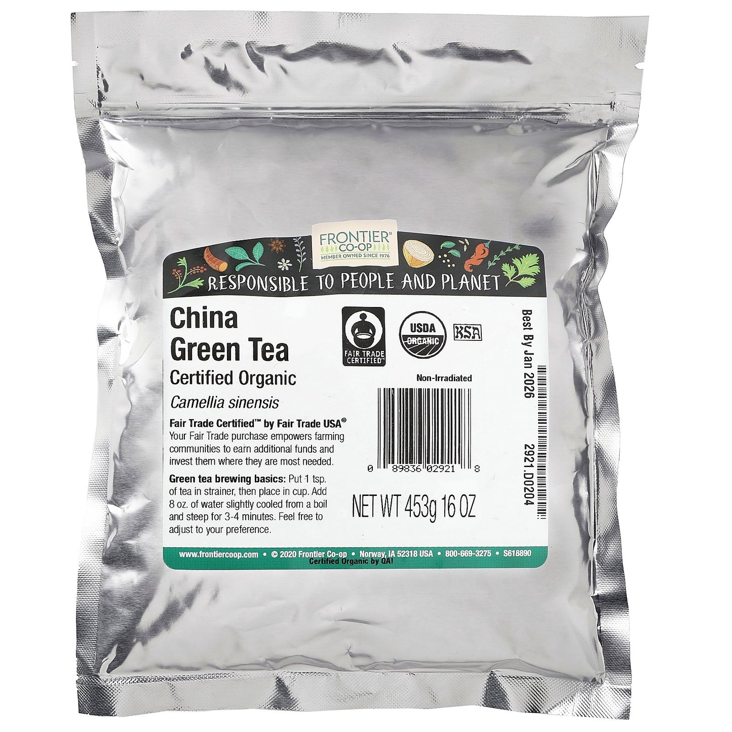 Frontier Co-op, Organic China Green Tea, 16 oz (453 g)