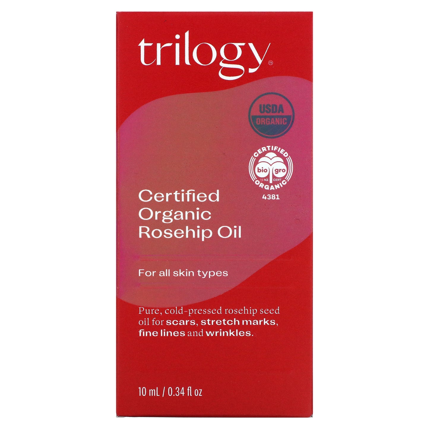 Trilogy, Certified Organic Rosehip Oil, 0.34 fl oz (10 ml)