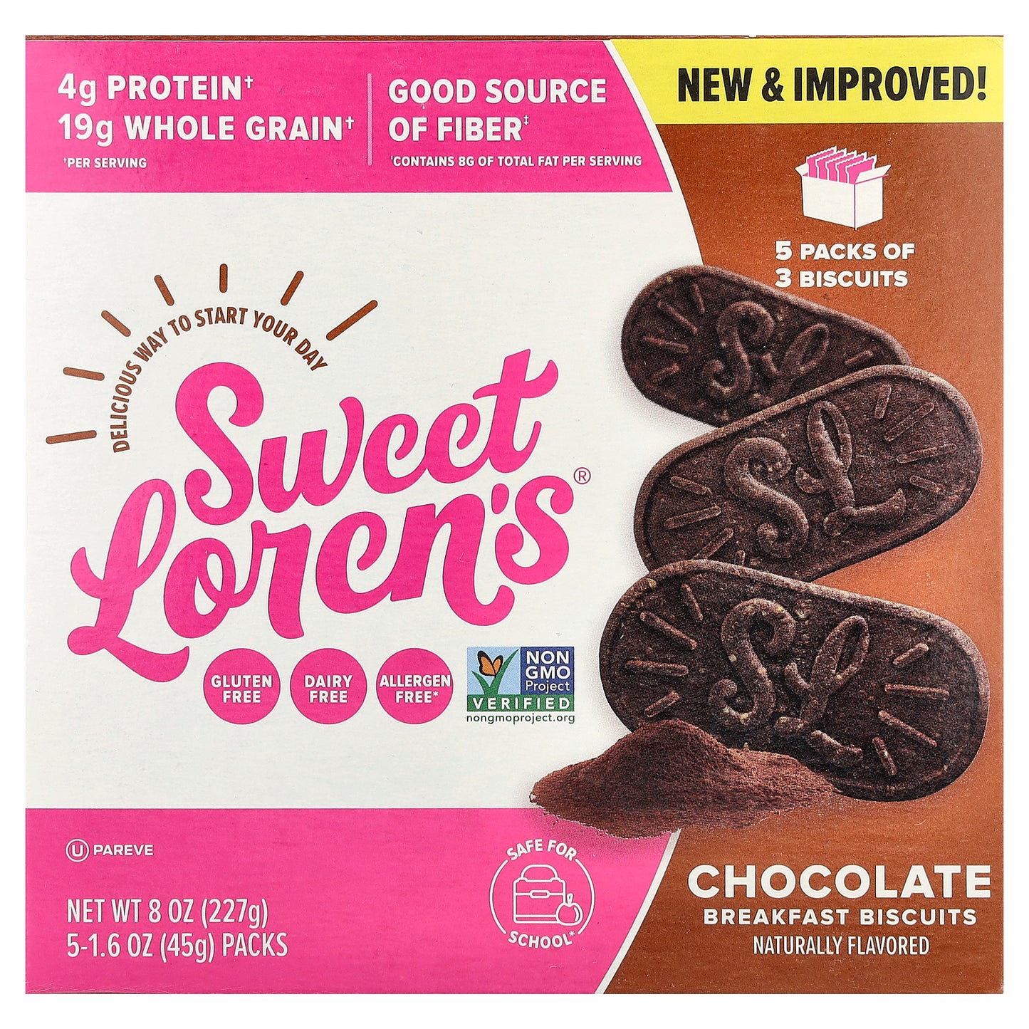 Sweet Loren's, Breakfast Biscuits, Chocolate, 5 Packs, 1.6 oz (45 g) Each