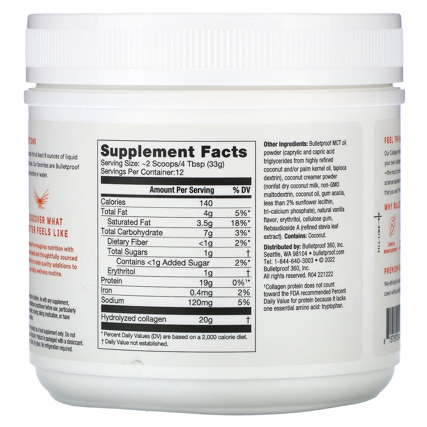 BulletProof, Collagen Peptides, Vanilla, 14.3 oz (405 g)