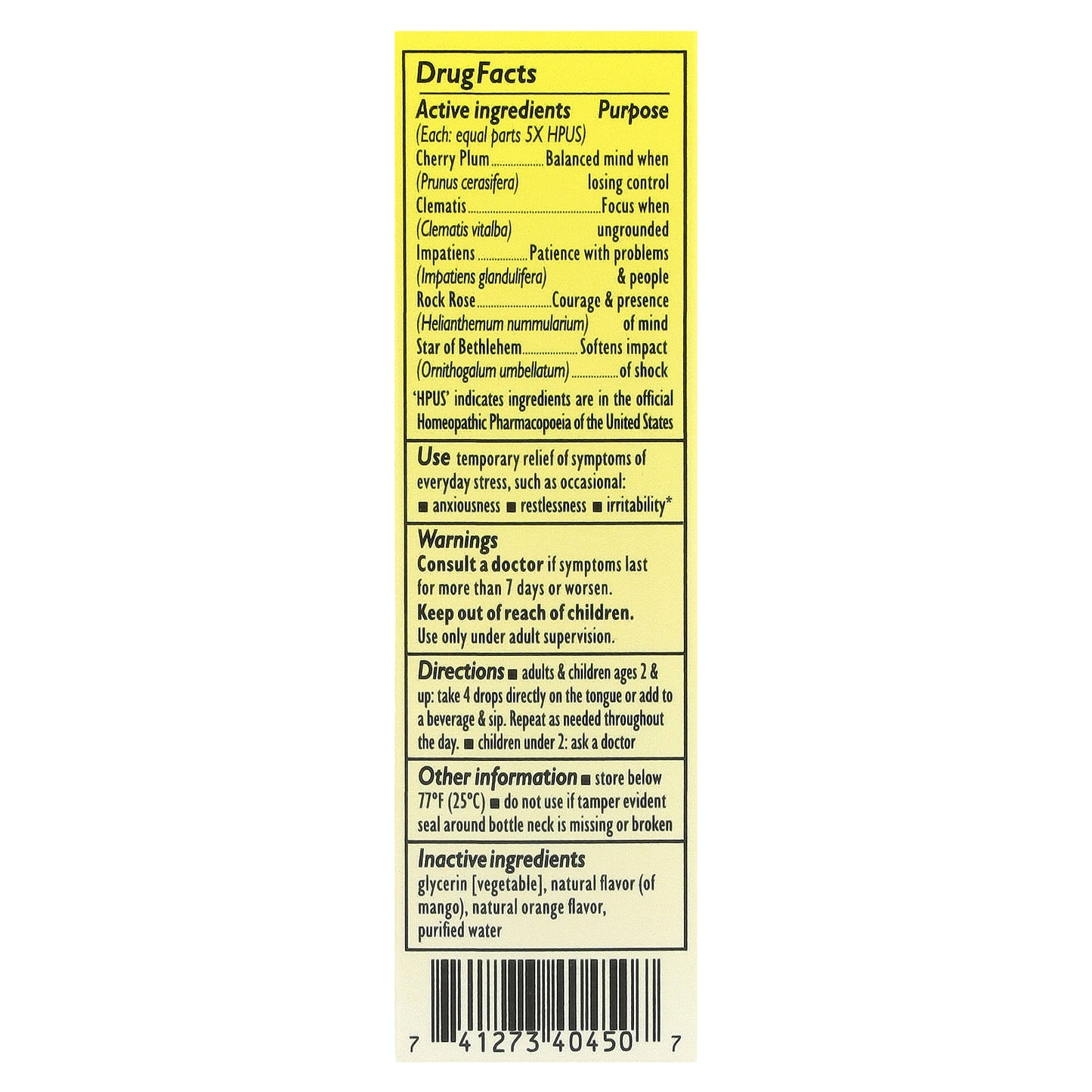 Bach, Rescue Remedy® Dropper, Stress Relief, Orange & Mango, 0.7 fl oz (20 ml)