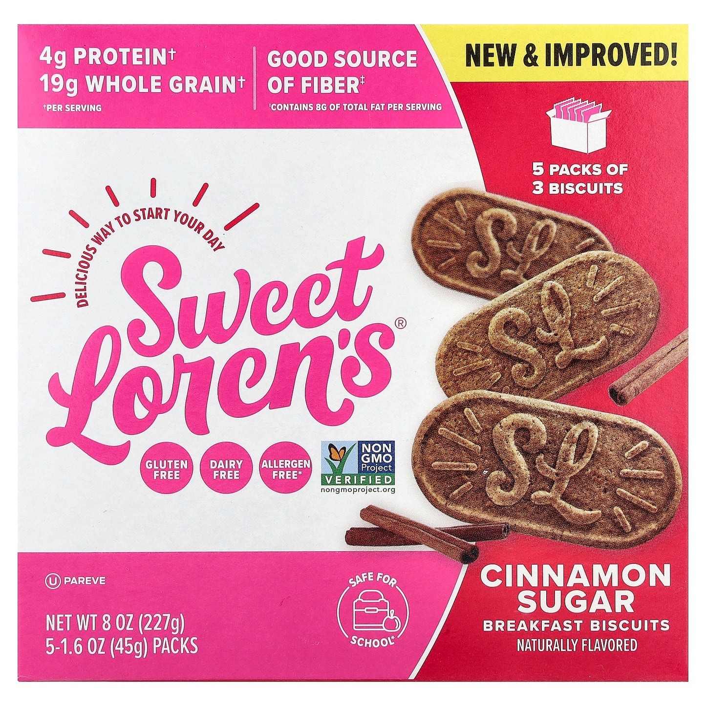 Sweet Loren's, Breakfast Biscuits, Cinnamon Sugar, 5 Packs, 1.6 oz (45 g) Each