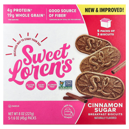 Sweet Loren's, Breakfast Biscuits, Cinnamon Sugar, 5 Packs, 1.6 oz (45 g) Each
