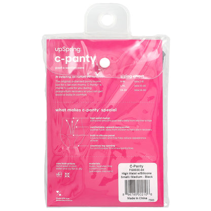 UpSpring, C-Panty®, Post C-Section Care, With Silicon Panel, High Waist, Small/Medium, Black, 1 Count