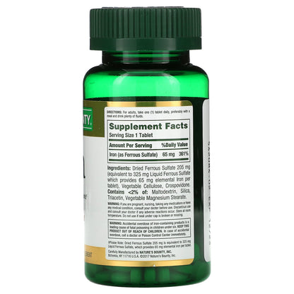 Nature's Bounty, Iron, 65 mg, 100 Tablets