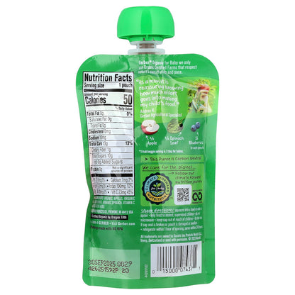 Gerber, Organic for Baby, 2nd Foods®, Apple, Blueberry, Spinach, 3.5 oz (99 g)