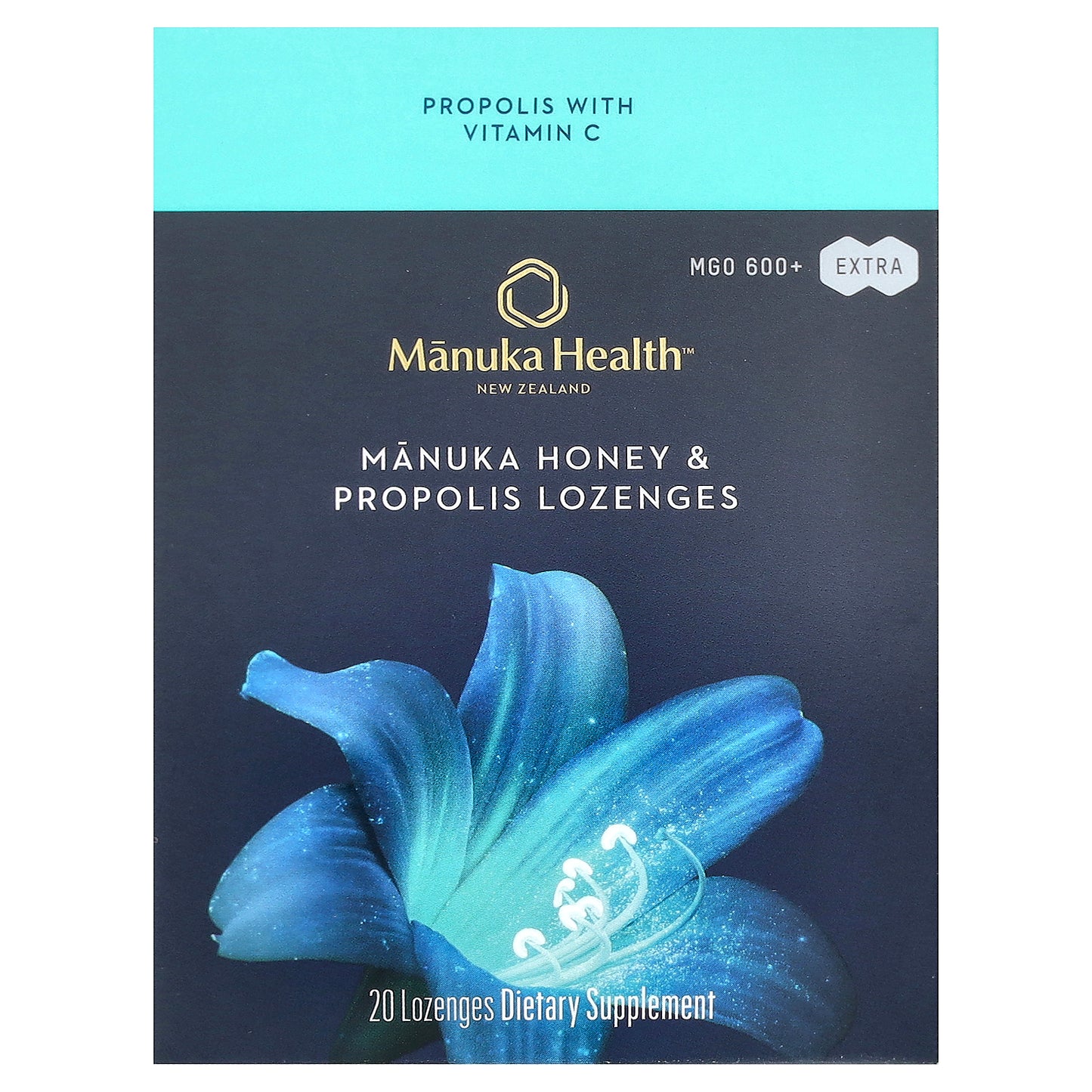 Manuka Health, Manuka Honey & Propolis Lozenges, MGO 600+, 20 Lozenges