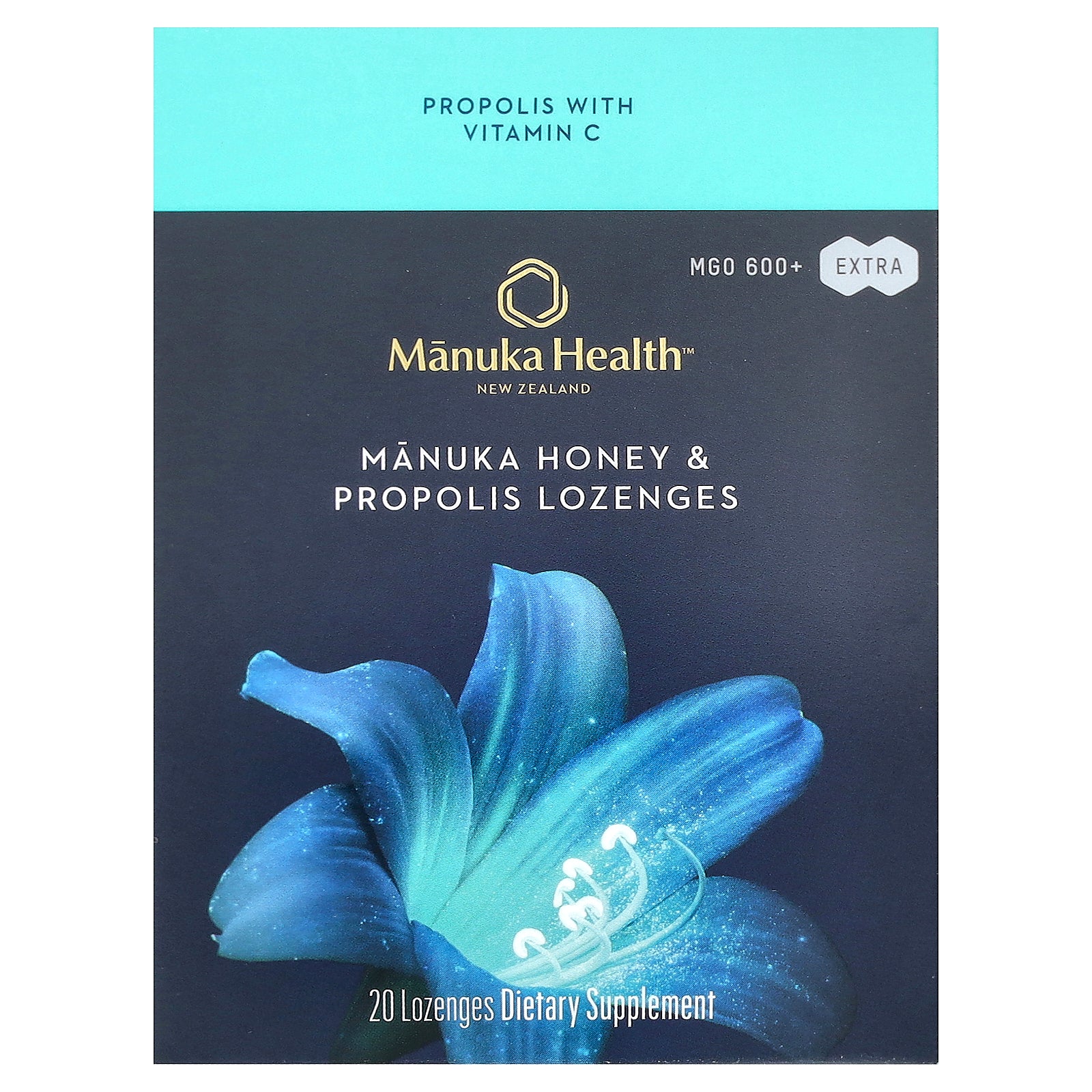 Manuka Health, Manuka Honey & Propolis Lozenges, MGO 600+, 20 Lozenges