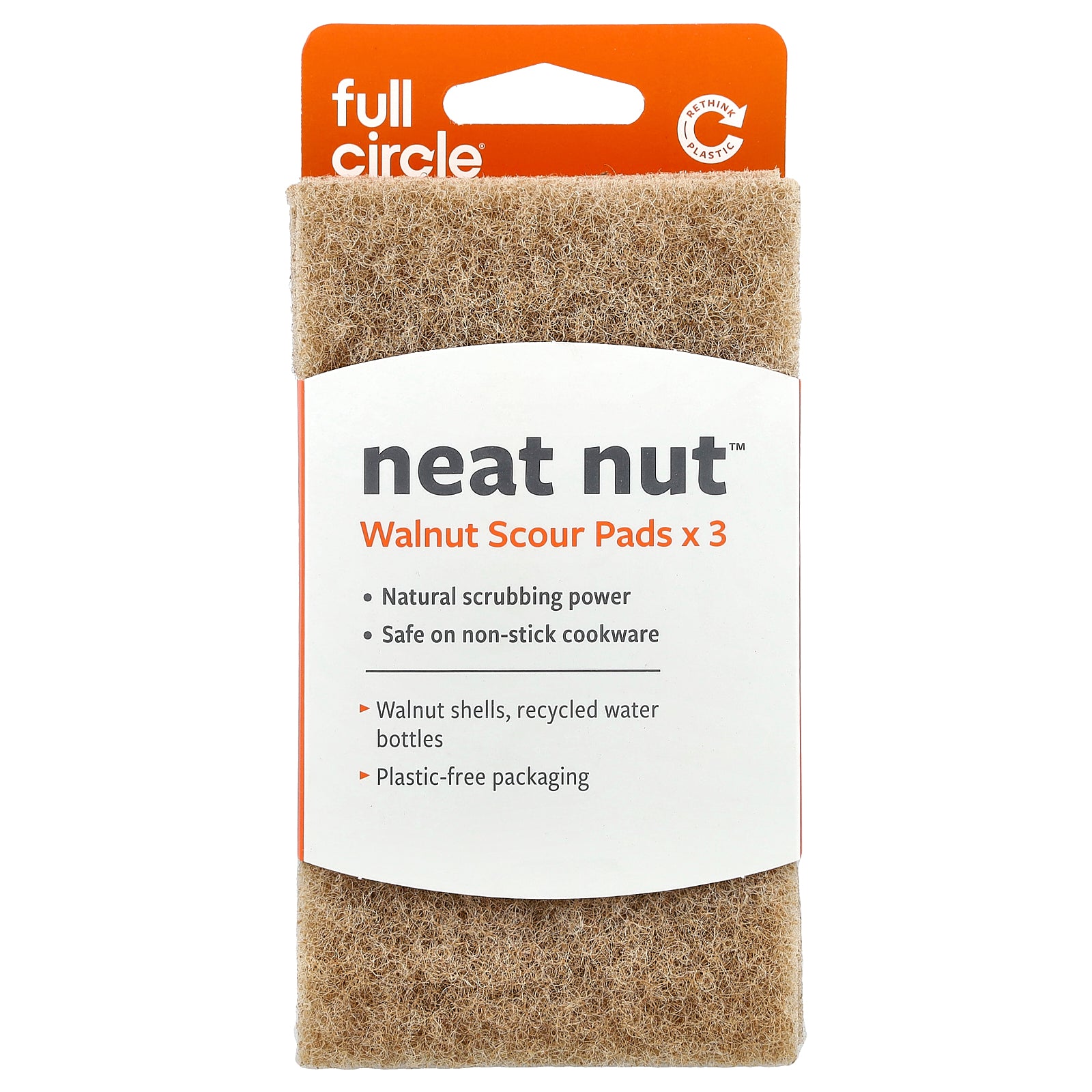 Full Circle, Neat Nut™, Walnut Scour Pads, 3 Pack