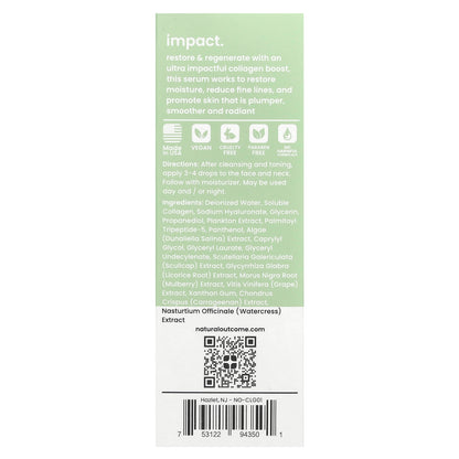 Natural Outcome, Collagen, Ultra Impact Serum, Fragrance Free, 1 oz (30 ml)