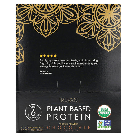 Truvani, Plant Based Protein Powder, Chocolate , 10 Packs, 1.16 oz (33 g) Each