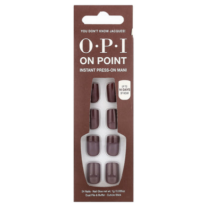 OPI, On Point, Instant Press-On Mani, Short Length, You Don't Know Jacques!, 27 Piece Kit