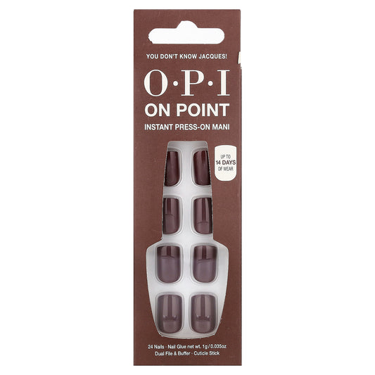 OPI, On Point, Instant Press-On Mani, Short Length, You Don't Know Jacques!, 27 Piece Kit