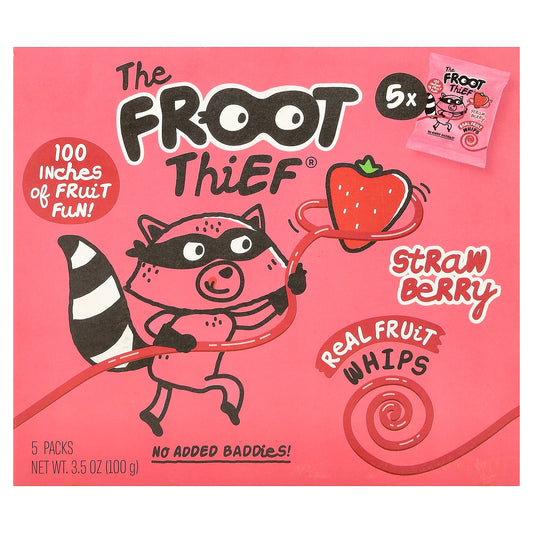 The Froot Thief, Real Fruit Whips, Strawberry, 5 Packs, 0.7 oz (20 g) Each