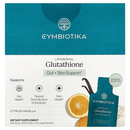 Cymbiotika, Liposomal Glutathione, Citrus Vanilla, 26 Liquid Packets, 0.17 fl oz (5 ml) Each