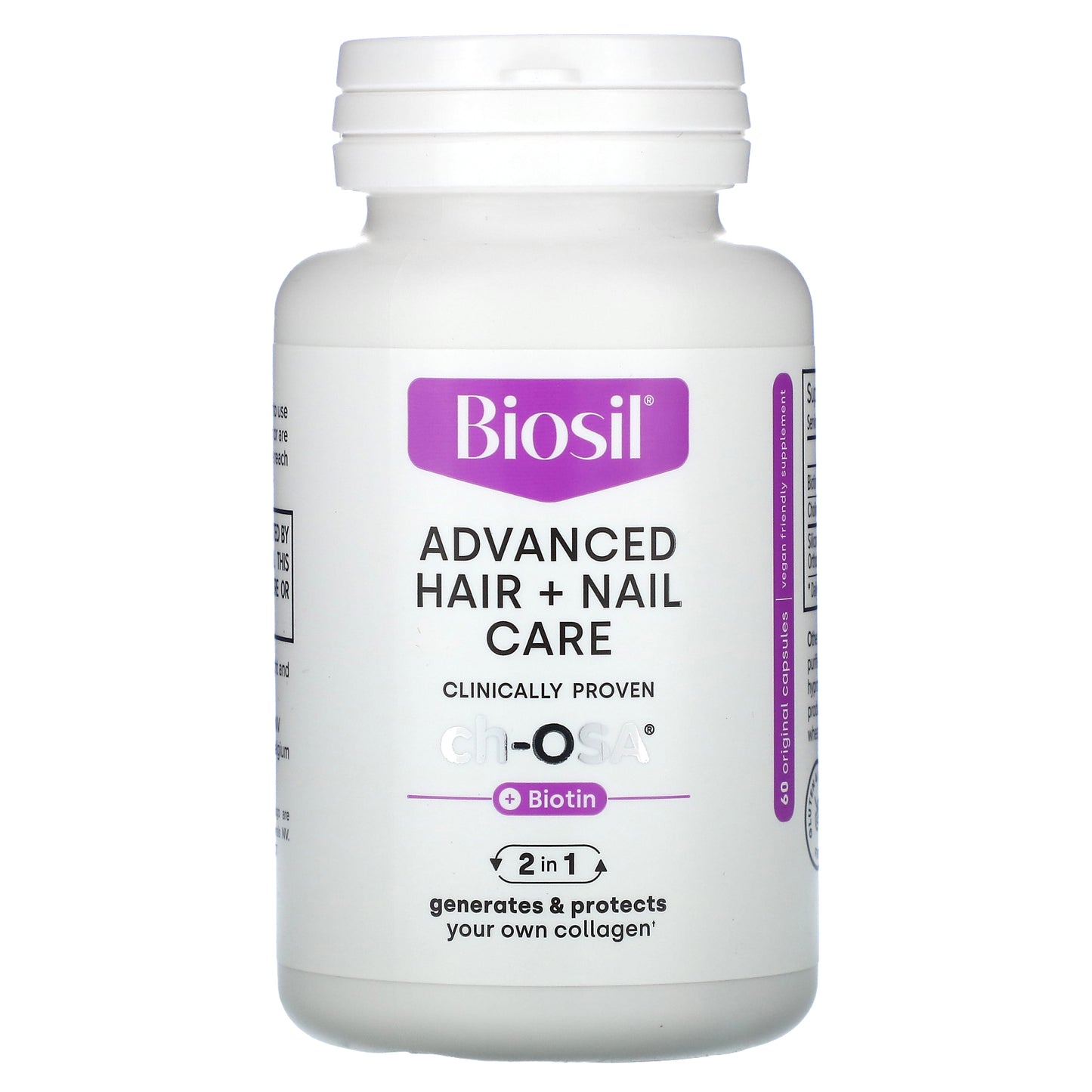 Biosil, Advanced Hair + Nail Care + Biotin, 60 Original Capsules