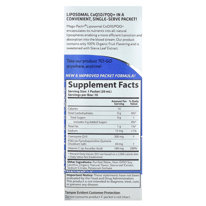 Aurora Nutrascience, Liposomal CoQ10/PQQ+, 10 Packets, 0.68 fl oz (20 ml) Each