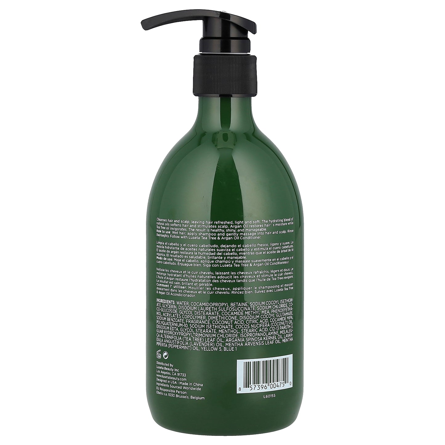 Luseta Beauty, Tea Tree & Argan Oil Shampoo, For Damaged & Oily Hair, 16.9 fl oz (500 ml)