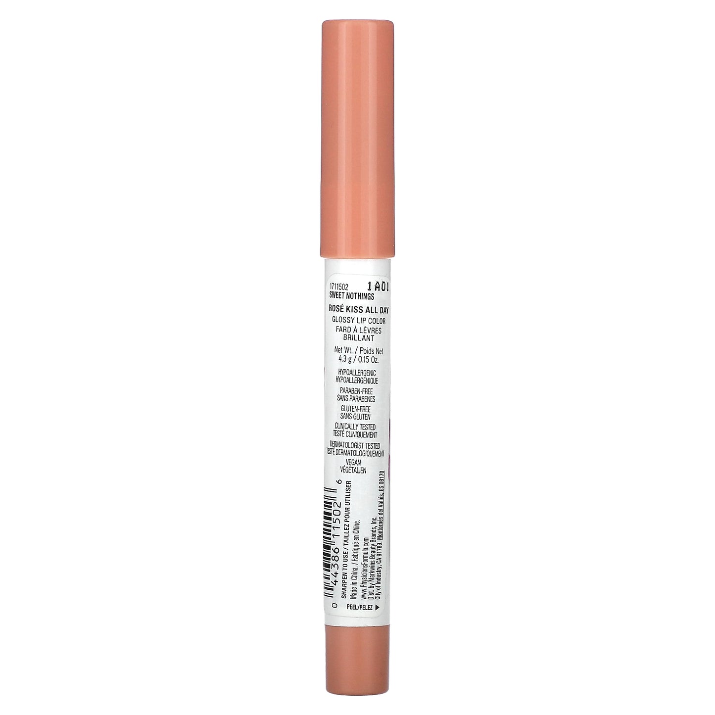 Physicians Formula, Rosé Kiss All Day, Glossy Lip Color, 1711502 Sweet Nothings, 0.15 oz (4.3 g)