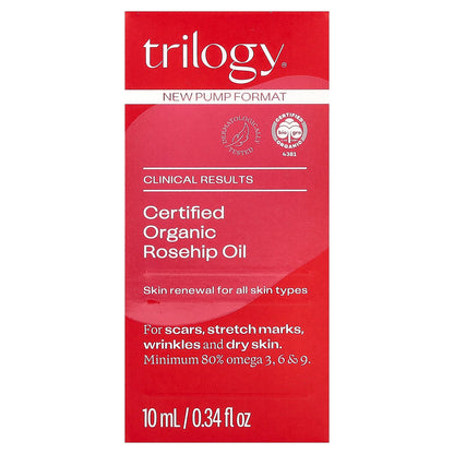 Trilogy, Certified Organic Rosehip Oil, For All Skin Types, 0.34 fl oz (10 ml)