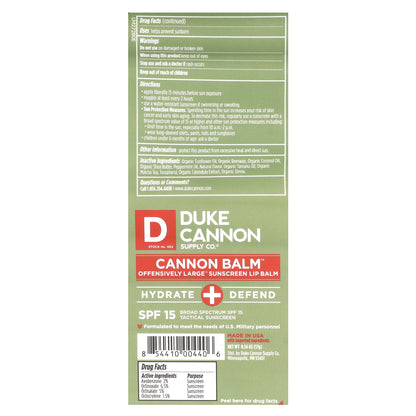 Duke Cannon Supply Co., Cannon Balm™, Offensively Large™ Sunscreen Lip Balm, SPF 15, 0.56 oz (17 g)