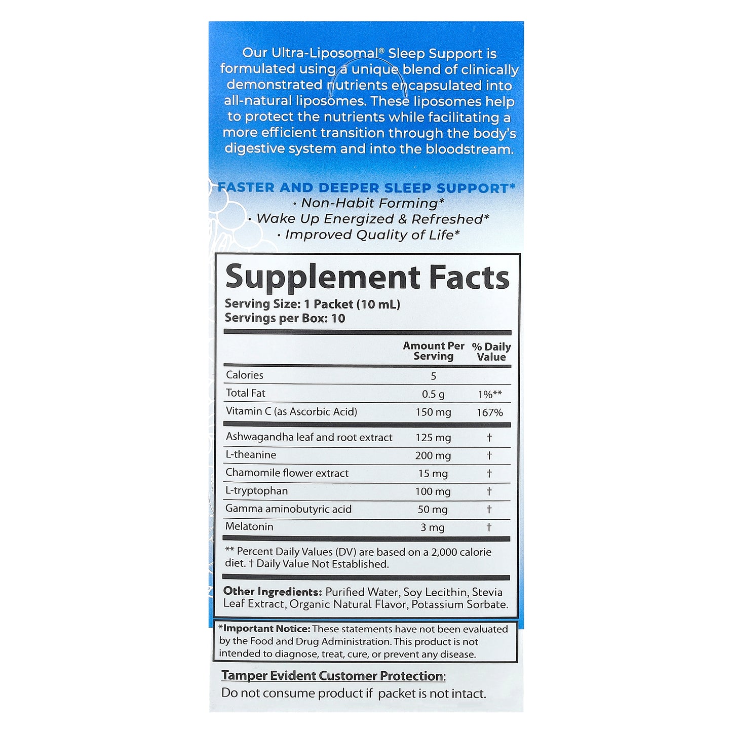 Aurora Nutrascience, Ultra-Liposomal®, Sleep Support, 10 Packets, 0.34 fl oz (10 ml) Each