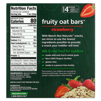 Beech-Nut, Naturals, Fruity Oat Bars, 12+ Months, Strawberry, 5 Bars, 0.78 oz (22 g) Each