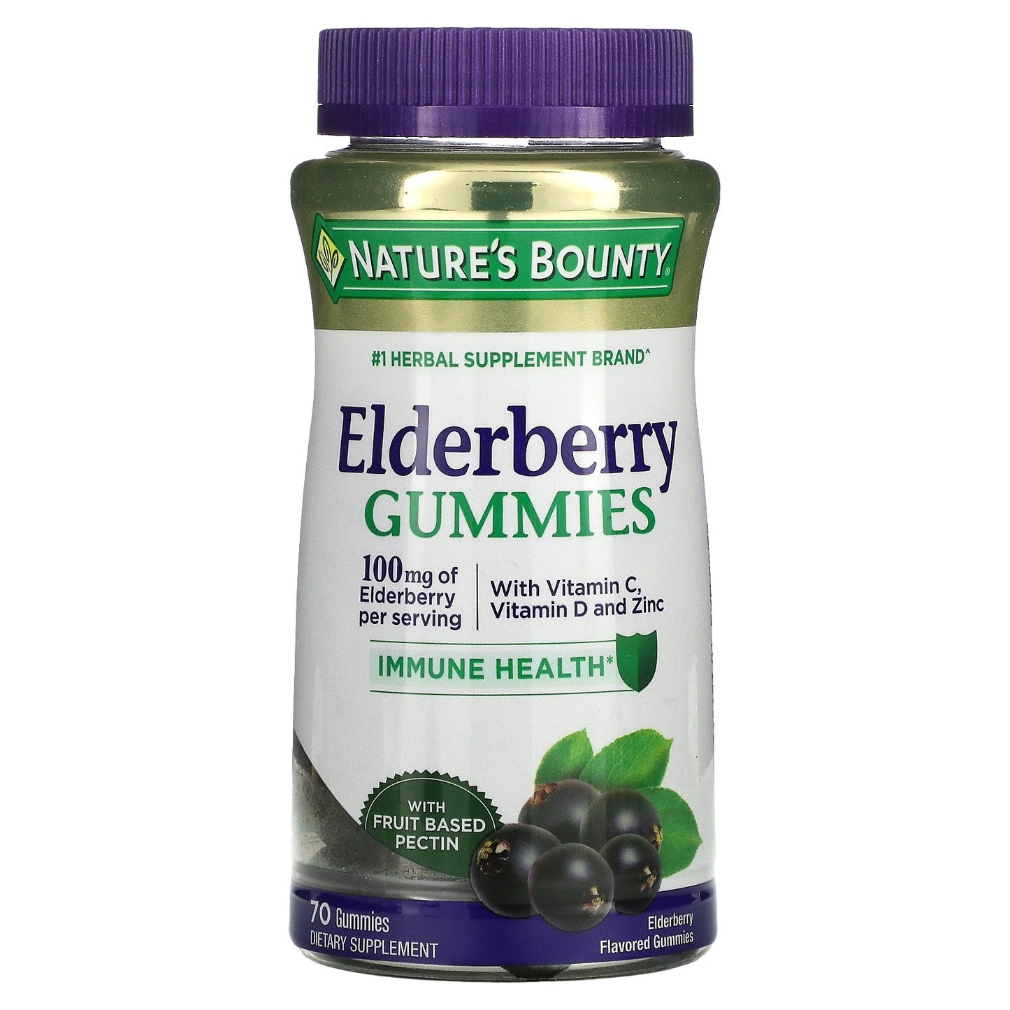 Nature's Bounty, Elderberry Gummies, 100 mg, 70 Gummies (50 mg per Gummy)