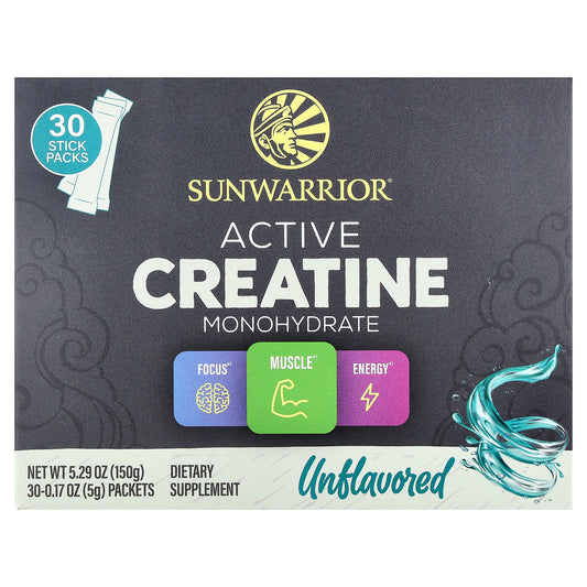 Sunwarrior, Active Creatine Monohydrate, Unflavored, 30 Packets, 0.17 oz (5 g) Each