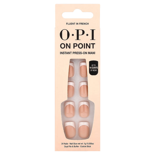 OPI, On Point, Instant Press-On Mani, Short Length, Fluent In French, 27 Piece Kit
