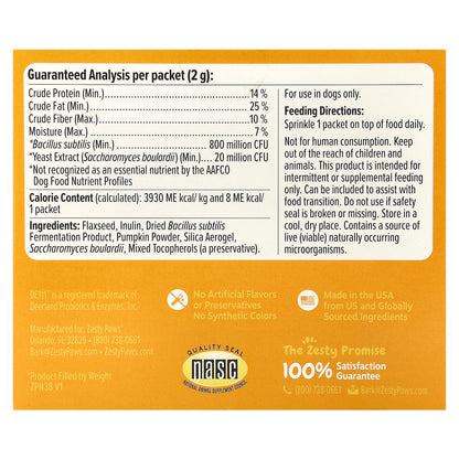 Zesty Paws, Probiotic Powder, For Dogs, All Ages, Pumpkin, 30 Packets, 2.1 oz (60 g)