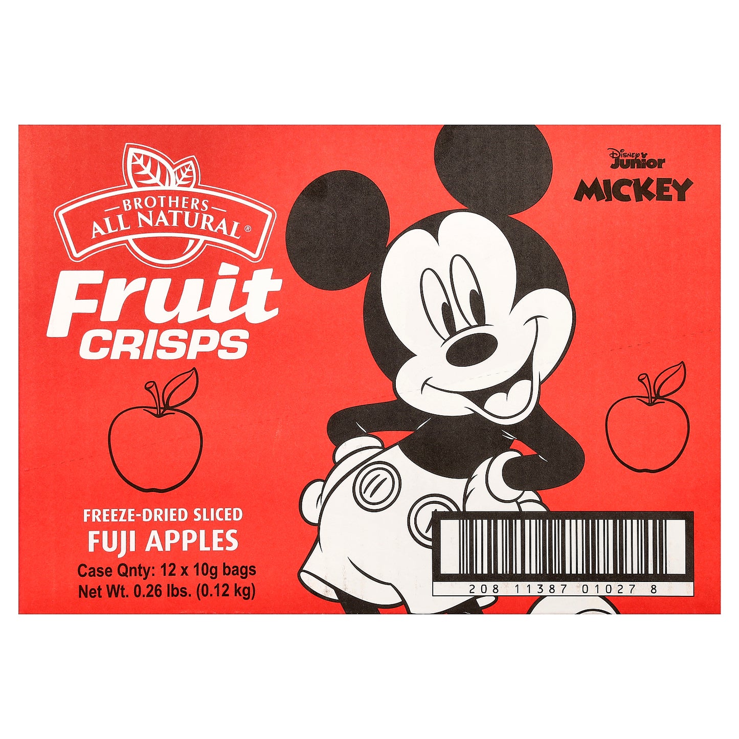 Brothers-All-Natural, Fruit Crisps, Fuji Apples, Disney Junior, 12 Bags, 0.32 oz (10 g) Each