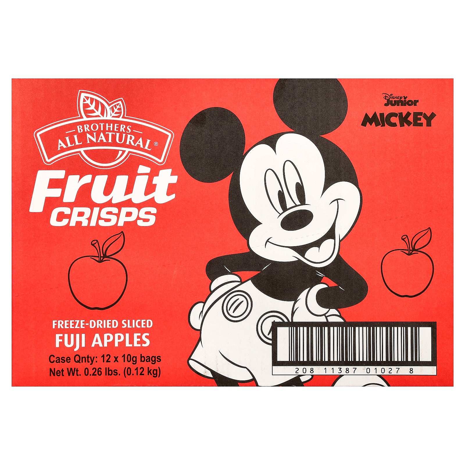 Brothers-All-Natural, Fruit Crisps, Fuji Apples, Disney Junior, 12 Bags, 0.32 oz (10 g) Each