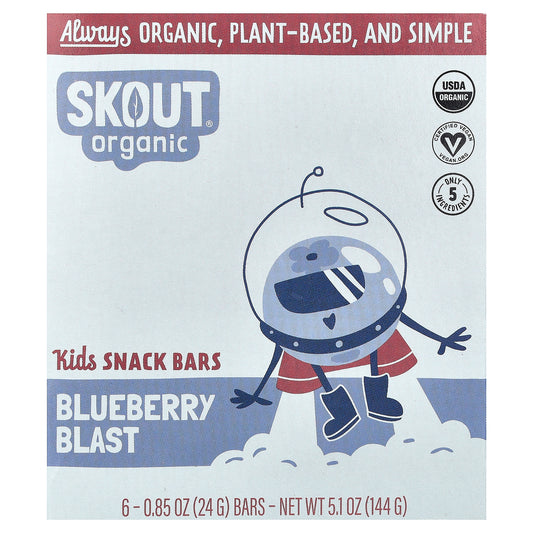 Skout Organic, Kids Snack Bars, Blueberry Blast, 6 Bars, 0.85 oz (24 g) Each
