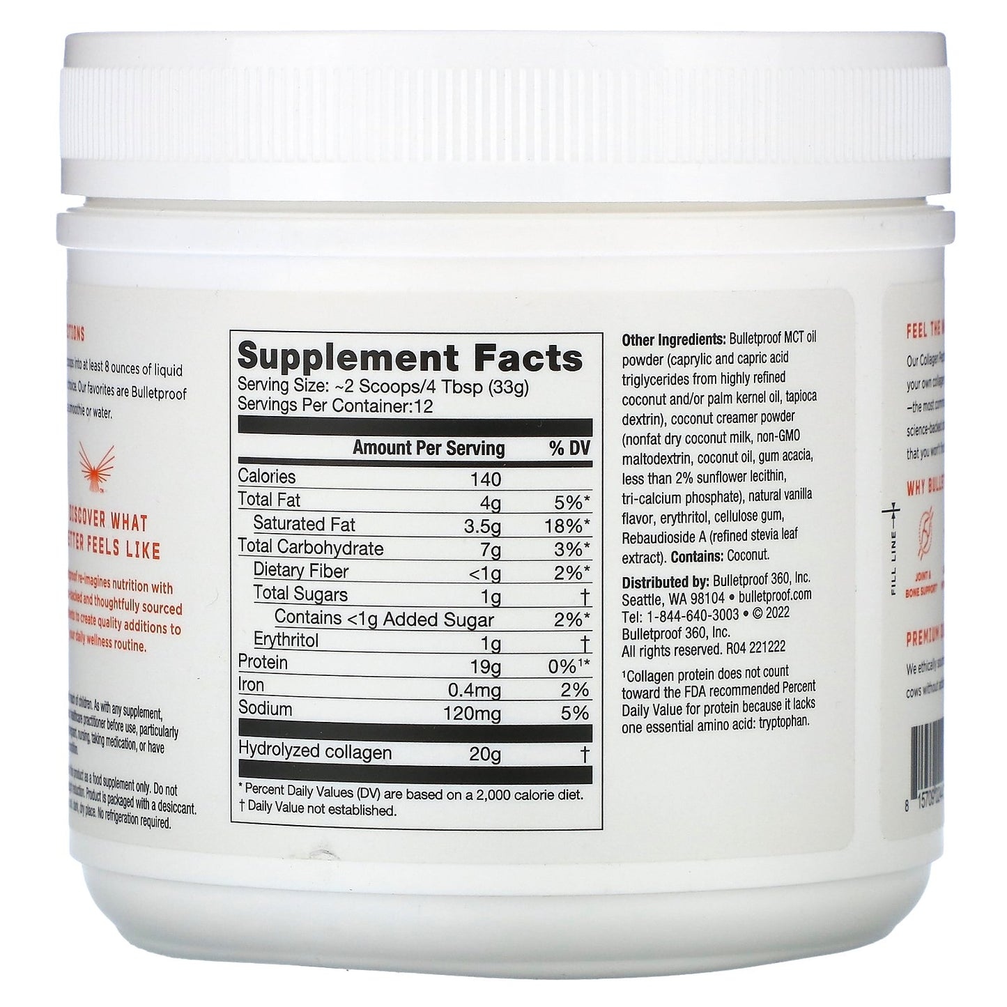 BulletProof, Collagen Peptides, Vanilla, 14.3 oz (405 g)