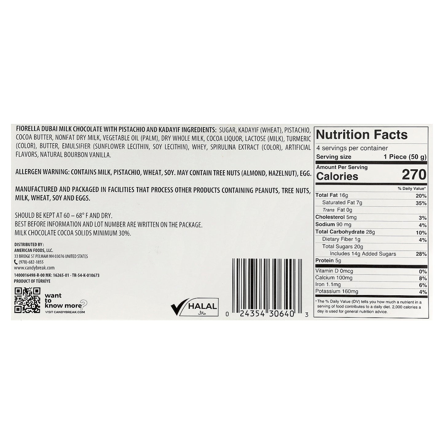 Fiorella, Dubai Chocolate, 7.05 oz (200 g)