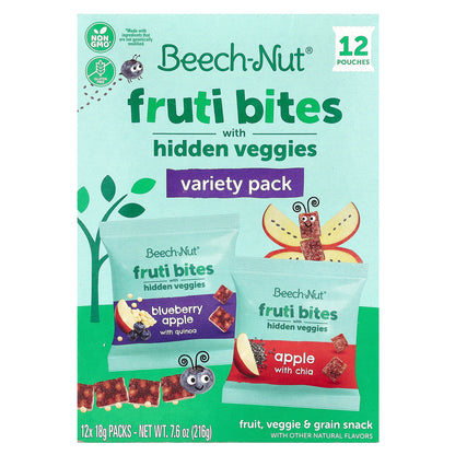 Beech-Nut, Fruti Bites with Hidden Veggies, Variety Pack, 12 Packs, 0.63 oz (18 g) Each