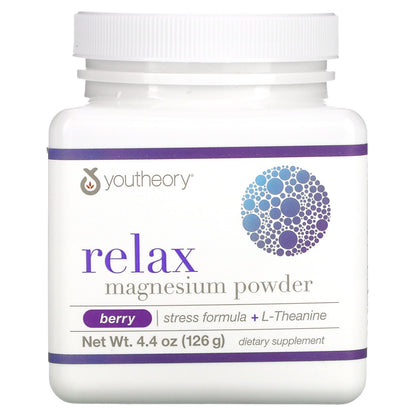 Youtheory, Relax, Magnesium Powder, Berry, 4.4 oz (126 g)