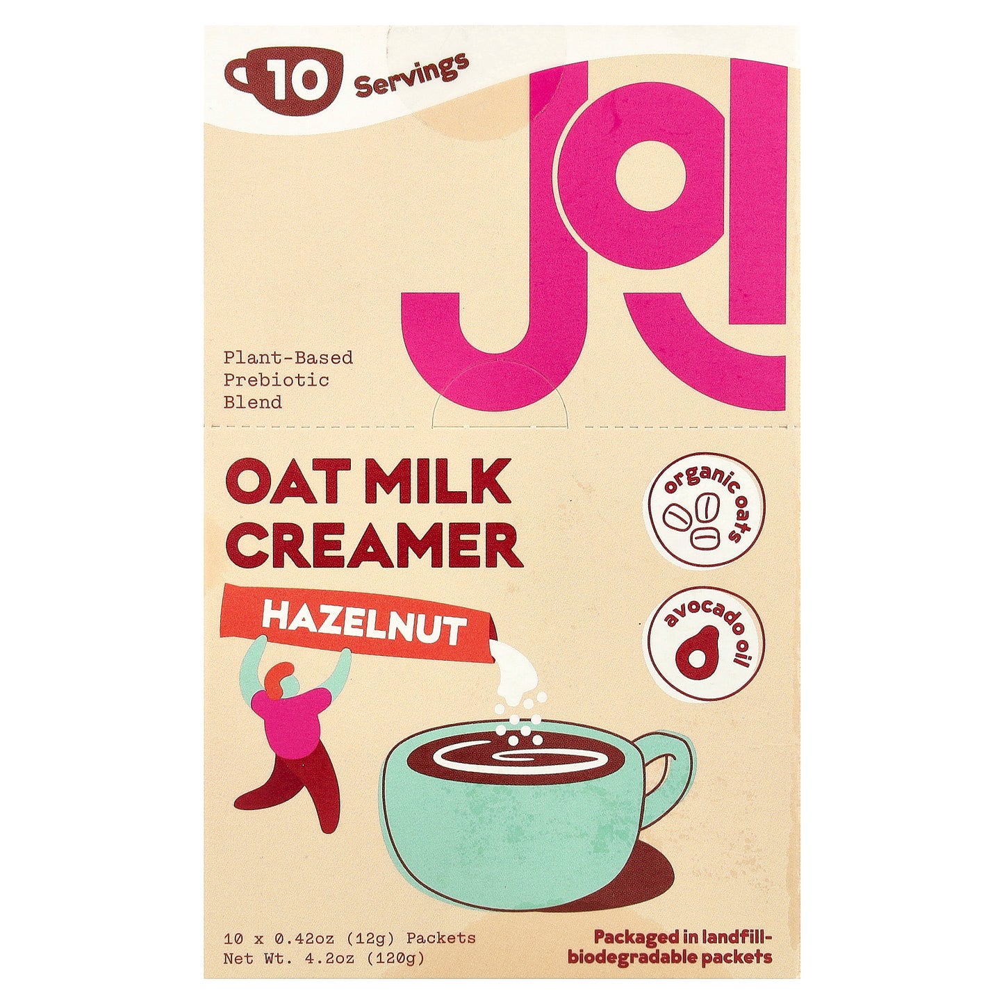 JOI, Oat Milk Creamer, Hazelnut, 10 Packets, 0.42 oz (12 g) Each