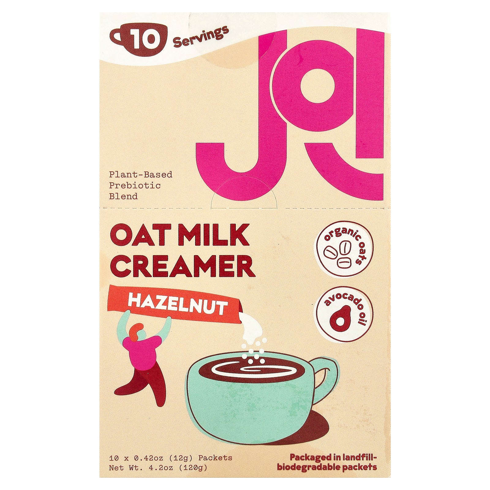 JOI, Oat Milk Creamer, Hazelnut, 10 Packets, 0.42 oz (12 g) Each