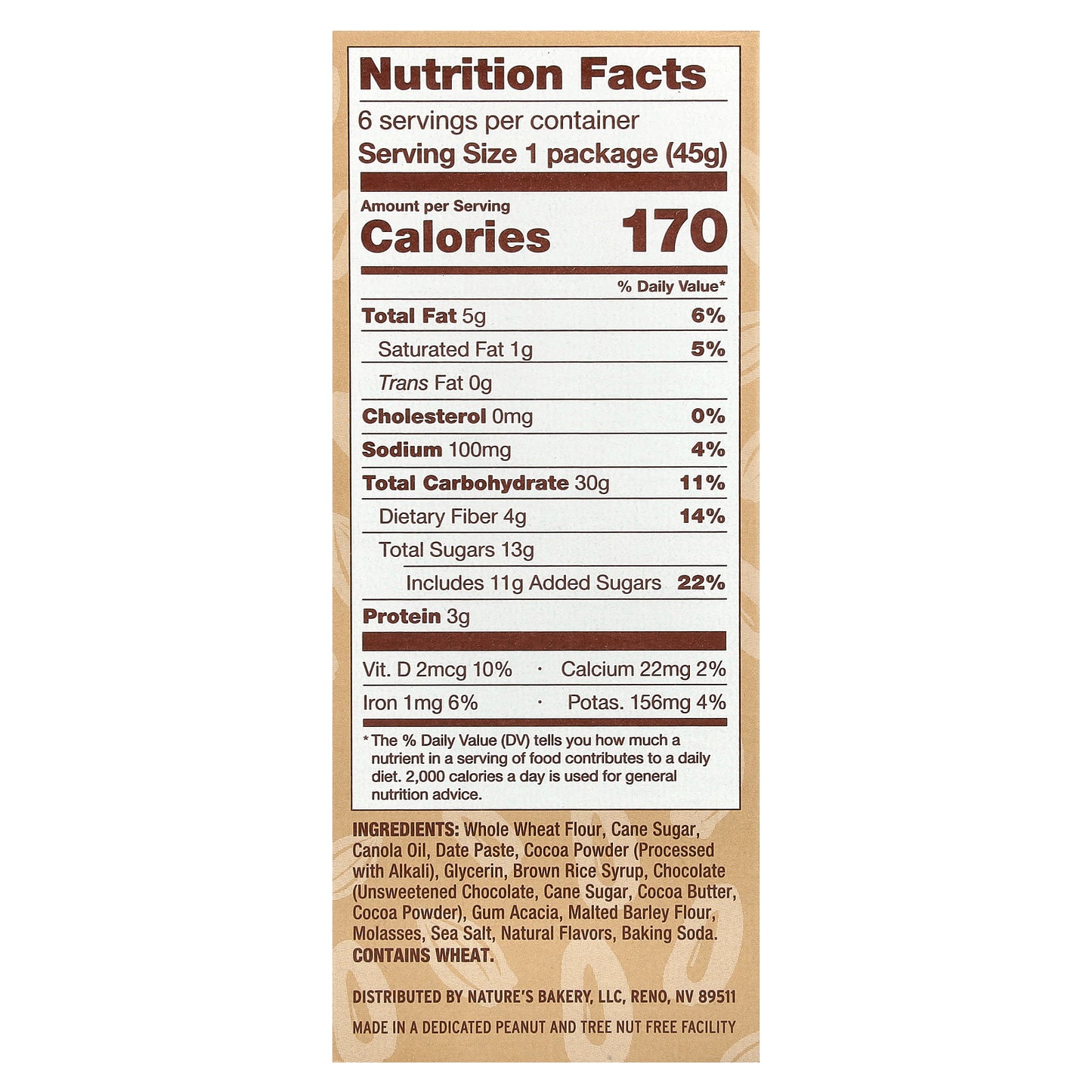 Nature's Bakery, Brownie, Double Chocolate, 6 Twin Packs, 1.59 oz (45 g) Each