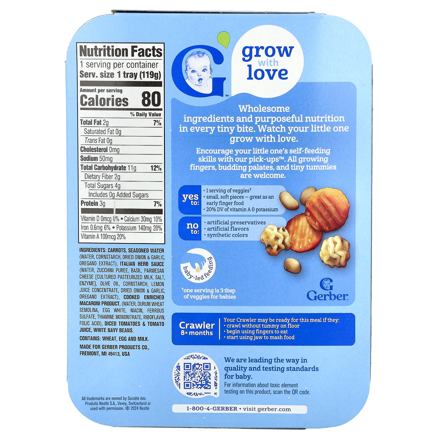 Gerber, Pick-Ups™, Italian Herb Pasta With White Beans & Seasoned Carrots, 8+ Months, 5.8 oz (164 g)