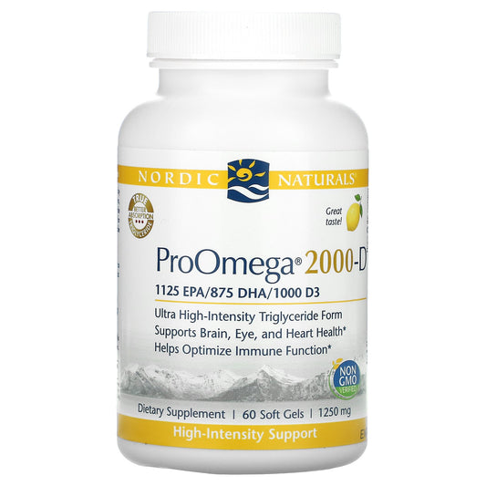 Nordic Naturals, ProOmega 2000-D, Lemon, 1250 mg, 60 Soft Gels