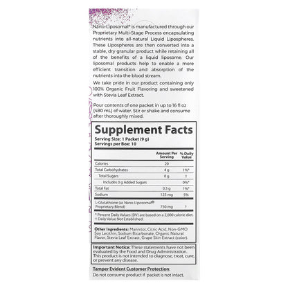Aurora Nutrascience, Nano-Liposomal®, Glutathione, Liposomal Drink Mix, 10 Packets, 0.32 oz (9 g) Each